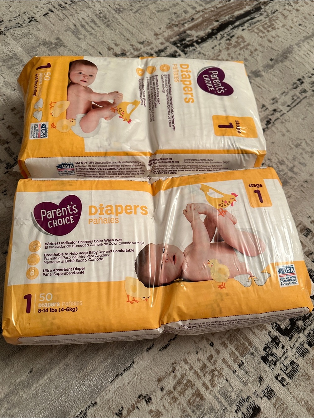 Parent's Choice Size 1 Baby Diapers - White & Yellow